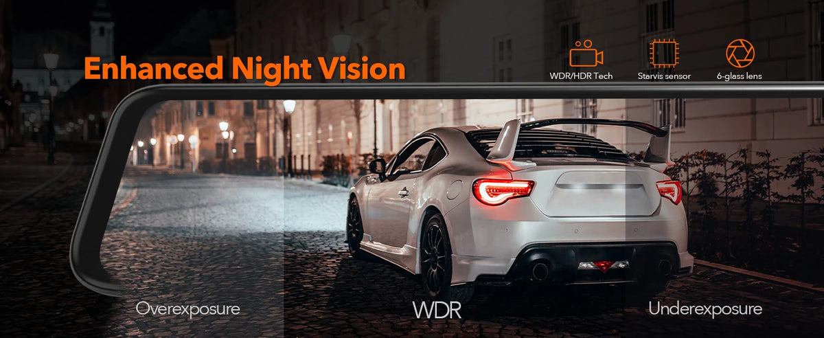 WOLFBOX G840S 12"IPS Dash Camera 4K Rearview Dash Cam GPS Video Recorder Night Vision HD Dual Cameras Car Dvr Parking Monitor