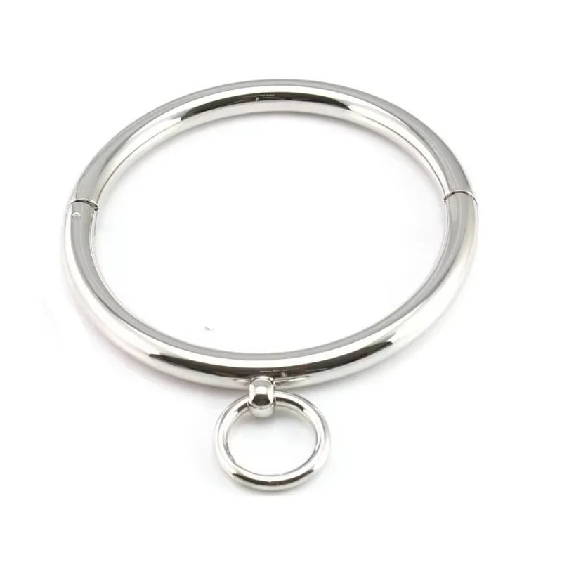 Metal Male Female Lockable Slave Neck collar Hex wrench Restraint Bondage Locking Choker O-Rings Chain Leader SM Couple Game