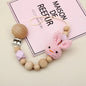 Cartoon Bunny Pacifier Chain Clip Wood Crochet Bear Teething Chain Baby Teether Soother Holder Newborn Chew Toys Pacifier Clips