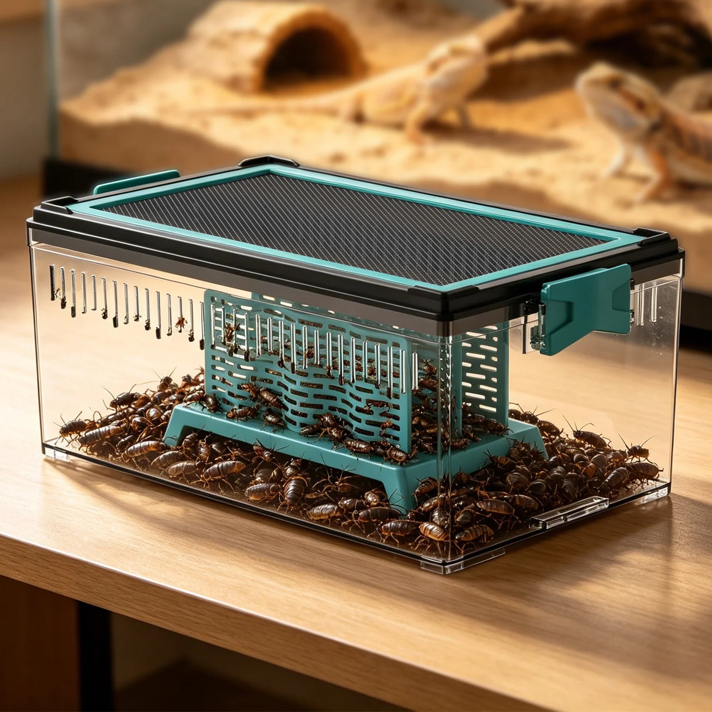 Live Feed Box Set for Bearded Dragons and Chameleons, Suitable for Raising Dubia Roaches and as a Small Reptile Enclosure