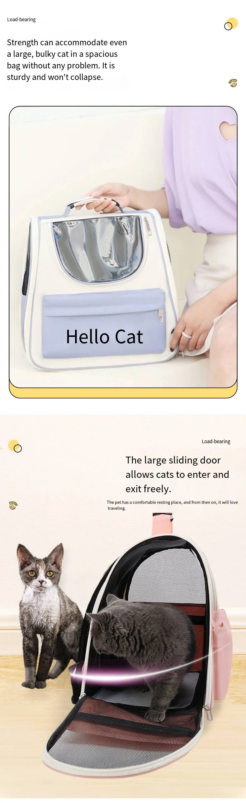 Backpack for Cats and Dogs, Portable Pet Bag for Outdoor Use, Large Capacity Space Cabin, Carrying Cat and Dog Box, Outdoor Bag