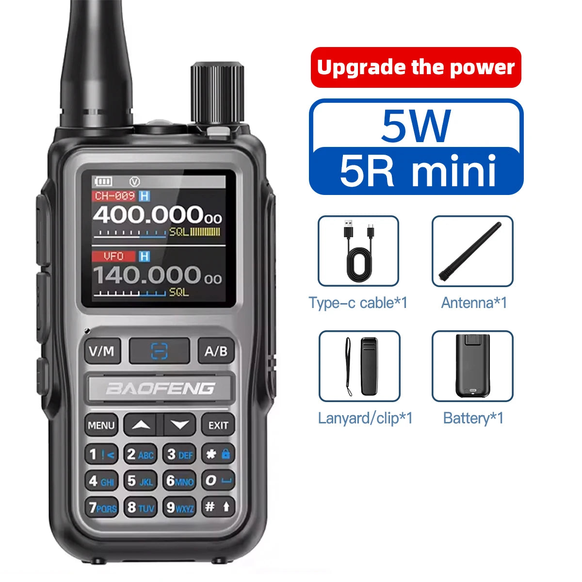 1/2PCS Baofeng UV-5R Mini Walkie Talkie Dual Band Dual PTT Bluetooth Programming Frequency Type-C Charger AM/FM Camping Portable