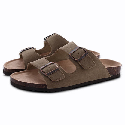 Shevalues New Fashion Cork Sandals Women Classic Cork Suede Footbed Slippers Female Summer Beach Sandals With Adjustable Buckle