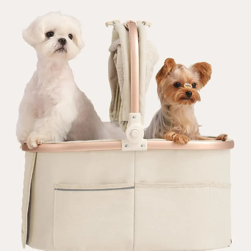 Foldable Pet Cart Strollers Basket Change Direction Medium Dogs Strollers Detachable Cat Dog Trolley Carrier Wheels Outdoor
