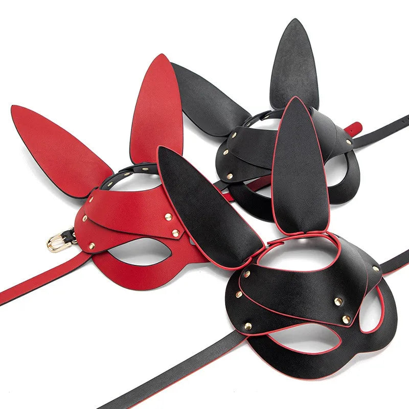 3 Colors Sexy Leather Mask Bunny Girl Cosplay Masquerade Erotic Halloween Carnival Party Masks Bdsm Bondage Games Fetish Mask