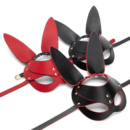 3 Colors Sexy Leather Mask Bunny Girl Cosplay Masquerade Erotic Halloween Carnival Party Masks Bdsm Bondage Games Fetish Mask