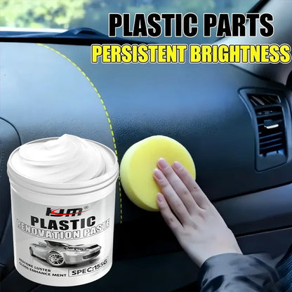 KJM Plastic Renovation Paste 155G Gloss Shine Protectant for Car Interior Dashboard Leather Seat Trim Dressing Restorer