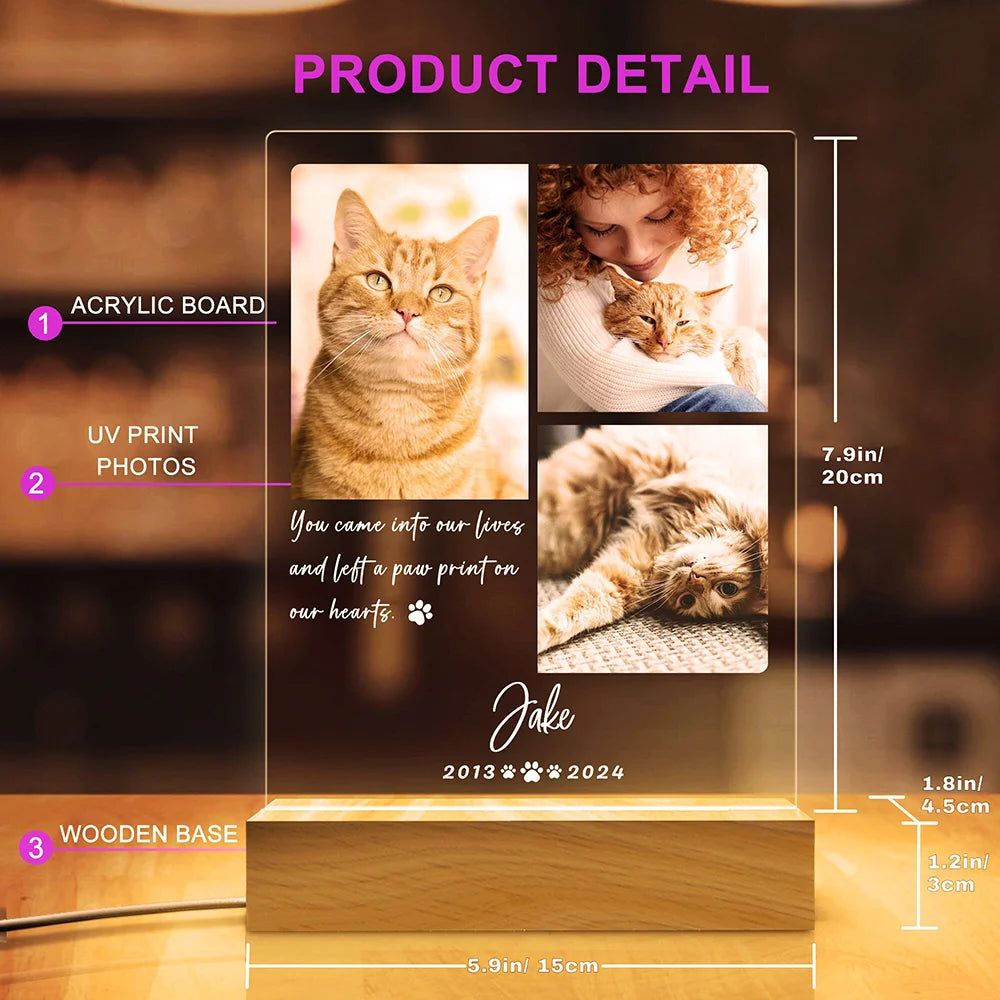 Personalized Photo Night Light Pet Memorial Gift Custom Pet Decor Warm Home Room Ornament Personalized Memorial Gift For Lovers
