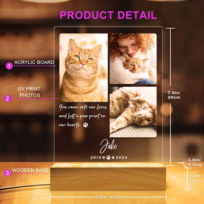 Personalized Photo Night Light Pet Memorial Gift Custom Pet Decor Warm Home Room Ornament Personalized Memorial Gift For Lovers