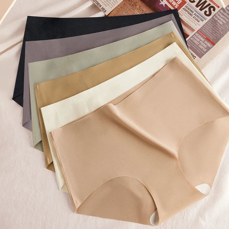 5PCS Seamless Mulberry Silk Panties Woman Underwear Ultra-Thin High Elastic Invisible Briefs Soft & Breathable Female Lingerie