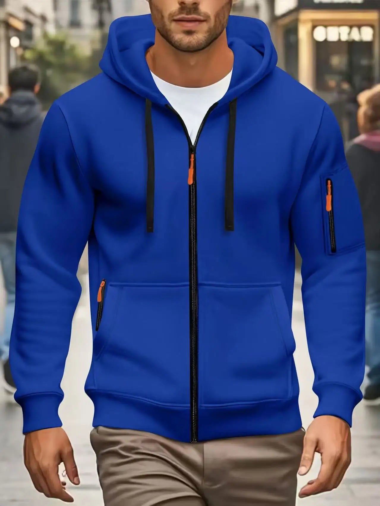 Men Autumn and Winter New Hoodies Long Sleeve Sweatshirt Pocket Zipper Design Hooded Sweatshirt Men Sportswear Casual Jacket