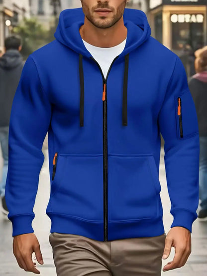 Men Autumn and Winter New Hoodies Long Sleeve Sweatshirt Pocket Zipper Design Hooded Sweatshirt Men Sportswear Casual Jacket
