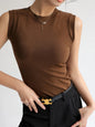 Camisole Vest for Women Cotton Round Neck Colourful Basic Sleeveless Undershirt Tops Tees with Coverage for Side Cleavage