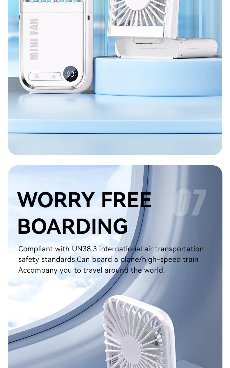 Multifunction Foldable Hand Fan USB Charging Mini Portable Hanging Neck Air Cooling Fan Semiconductor Refrigeration Small Fan