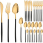 24pcs Christmas Dinnerware Set Stainless Steel Cutlery Set Gold Western Tableware Fork Knife Spoon Flatware Set Silverware Set