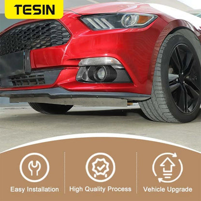 TESIN Car Front Bumper Fog Light Lamp Decoration Cover Trim for Ford Mustang 2015 2016 2017 ABS Lamp Hoods Exterior Accessories