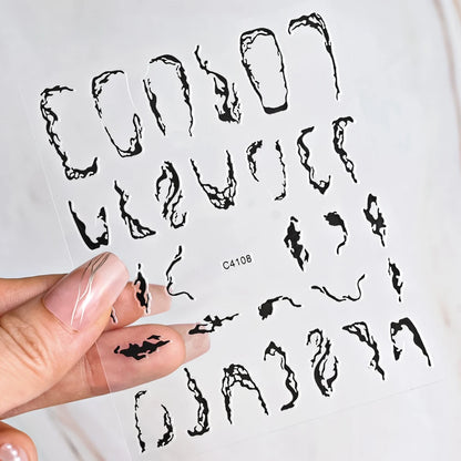 3D Metal Silver Flame Nails Stickers Gold Bronzing Stripe Lines Sliders Design Manicure French Nail Art Decoration Decal #Y2K