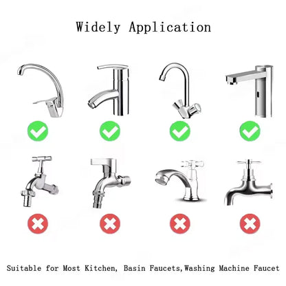 Stainless Steel 1080° Swivel Kitchen Faucet Extender Universal Splashproof Dual Mode Bathroom Sink Accessories with Adapter