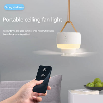 LED šviestuvas su ventiliatoriumi, nešiojamas tylus lubinis ventiliatorius, įkraunamas/įjungiamas LED šviestuvas, nuotolinio valdymo pultas, 3600 mAh, skirtas miegamajam, stovyklavimui