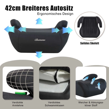 Child Car Safety Booster Seat, Compliant with I-Size Un Ece R129/03 Standard, Three-Point Safety Harness, Portable Child Safety Seat, Suitable for Ages 6-10 (Height 125- 150cm cm)