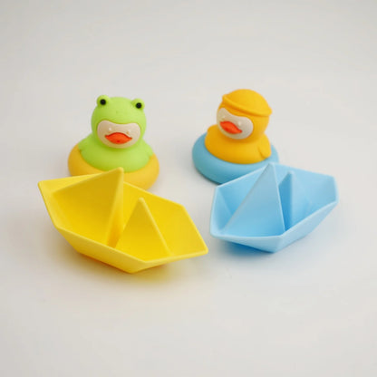 BPA Free Baby Silicone Bath Toys Cute Duckling&Frog Shape Floating Water Toy for Infants Toddlers Fun Bathroom Toys Babies Gifts