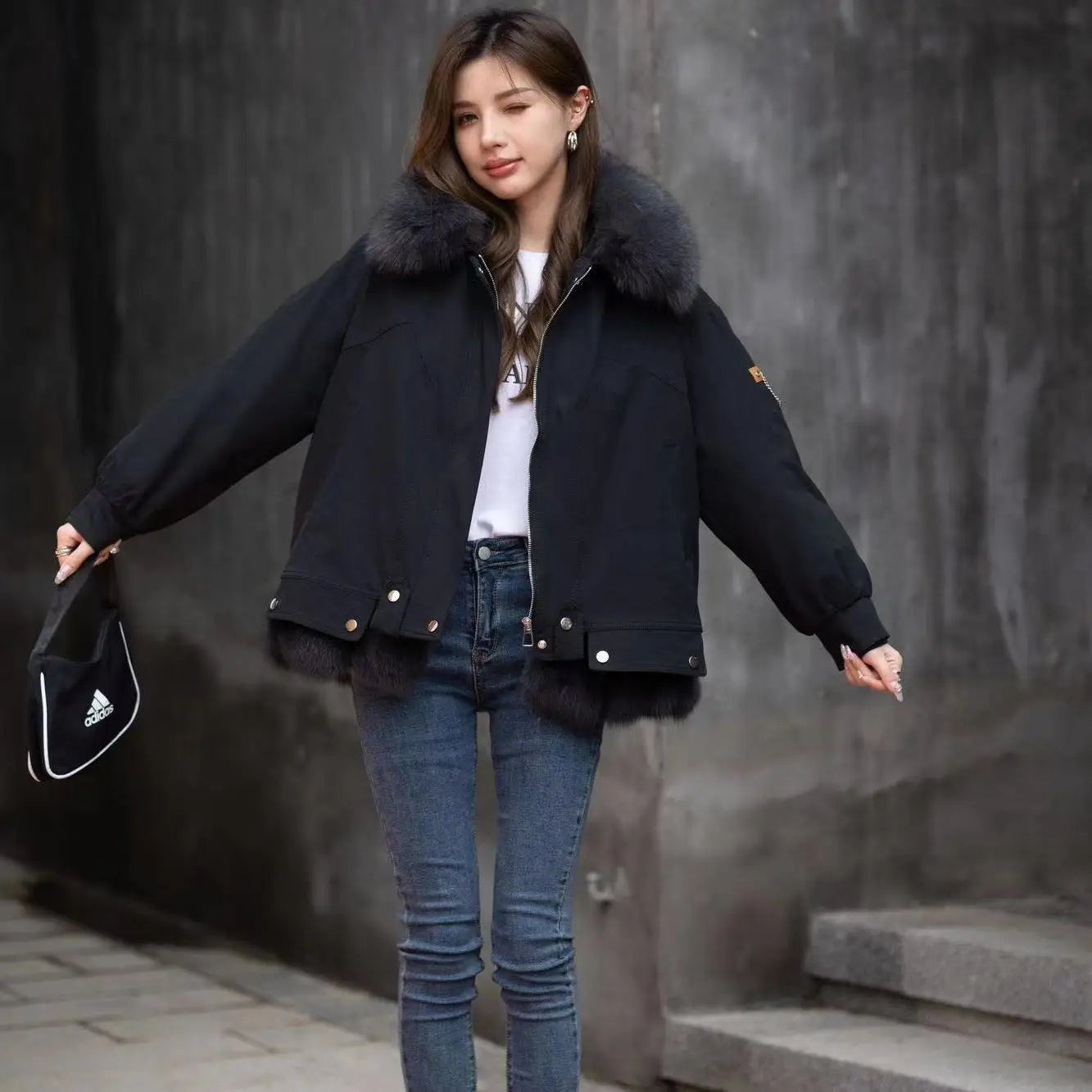 Upgraded 2023 Autumn/Winter omen's Pi vercomes Warm tras Coat Natural Fox Hair Fashion Wool Coat Temperament Slimming Inner Tank
