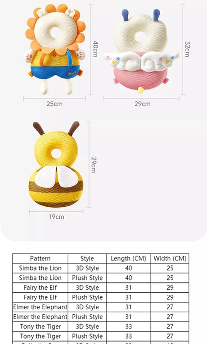 1-3T Toddler Baby Head Protector Backpack Pillow Safety Pad Cushion Prevent Injured Cartoon Security Pillow Protective Headgear