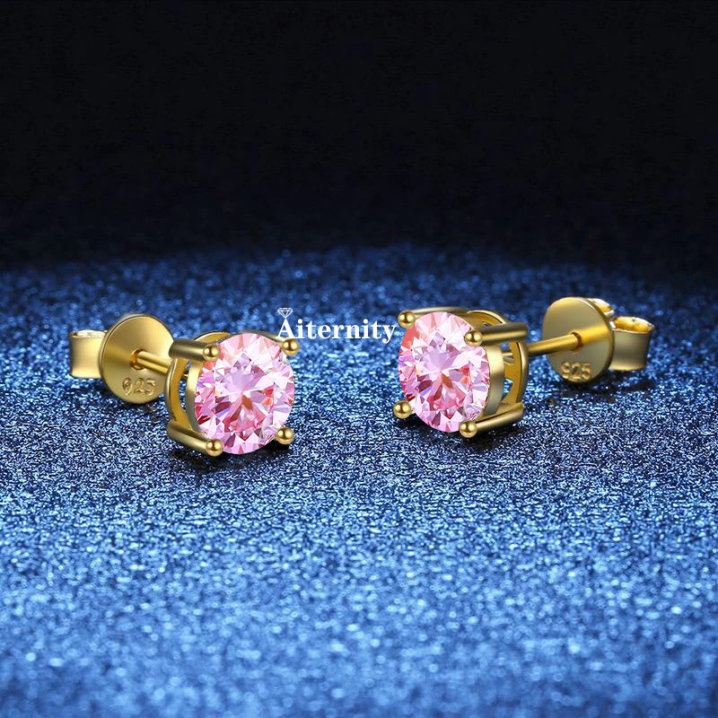 18K Plating Earrings S925 Sterling Silver D Color VVS1 Zircon Earring Stud for Women As Shinning As Diamond Wedding  Jewelry