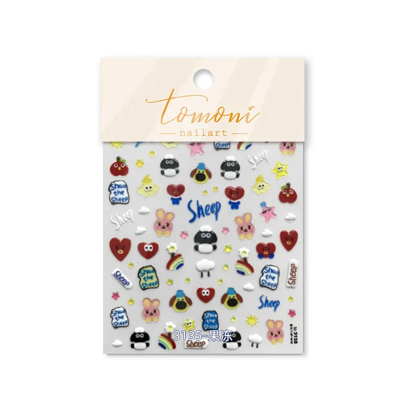 Line Flower Powder Blusher Love Heart High Quality Jelly Series Adhesive Nail Sticker Nail Art Decoration Decals Design T-2830