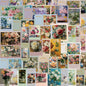50Pcs Retro Flower Stamps Aesthetic Stickers Graffiti Decals for Scrapbooking Notebook Travel Luggage Bike Phone Sticker﻿