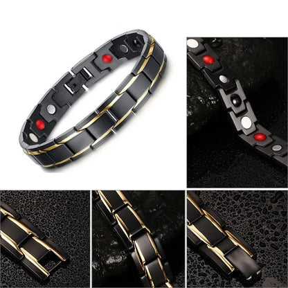 Hot Sale Luxury Fashion Health Energy Bracelet Men Stainless Steel Bio Magnetic Anti-fatigue Anti-radiation Bracelets Jewelry