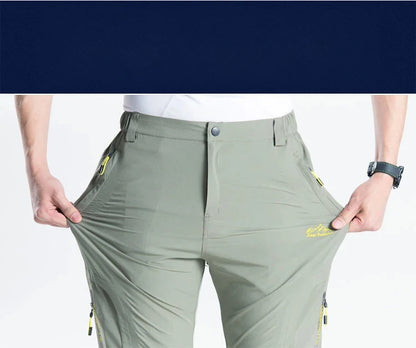 Longe Summer Quick Dry Hiking Pants Men Stretch Waterproof Tactical Pants Zipper Pockets Trousers Lightweight Fishing Pants