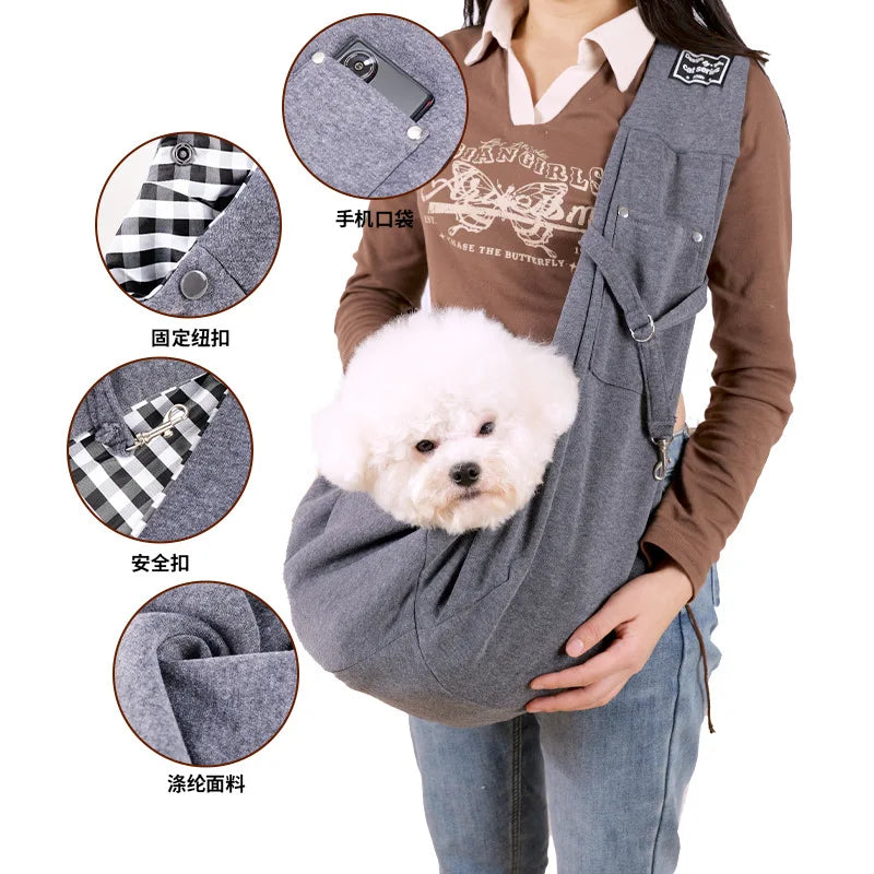 Breathable Pet Sling Carrier Bag for Cats Small Dogs Up to 7.5kg - Portable Single Shoulder Travel Pet Carrier