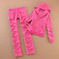 Solid Color Velvet Tracksuit 2025 Women's Zipper Top and Pants Suit Two-Piece Set