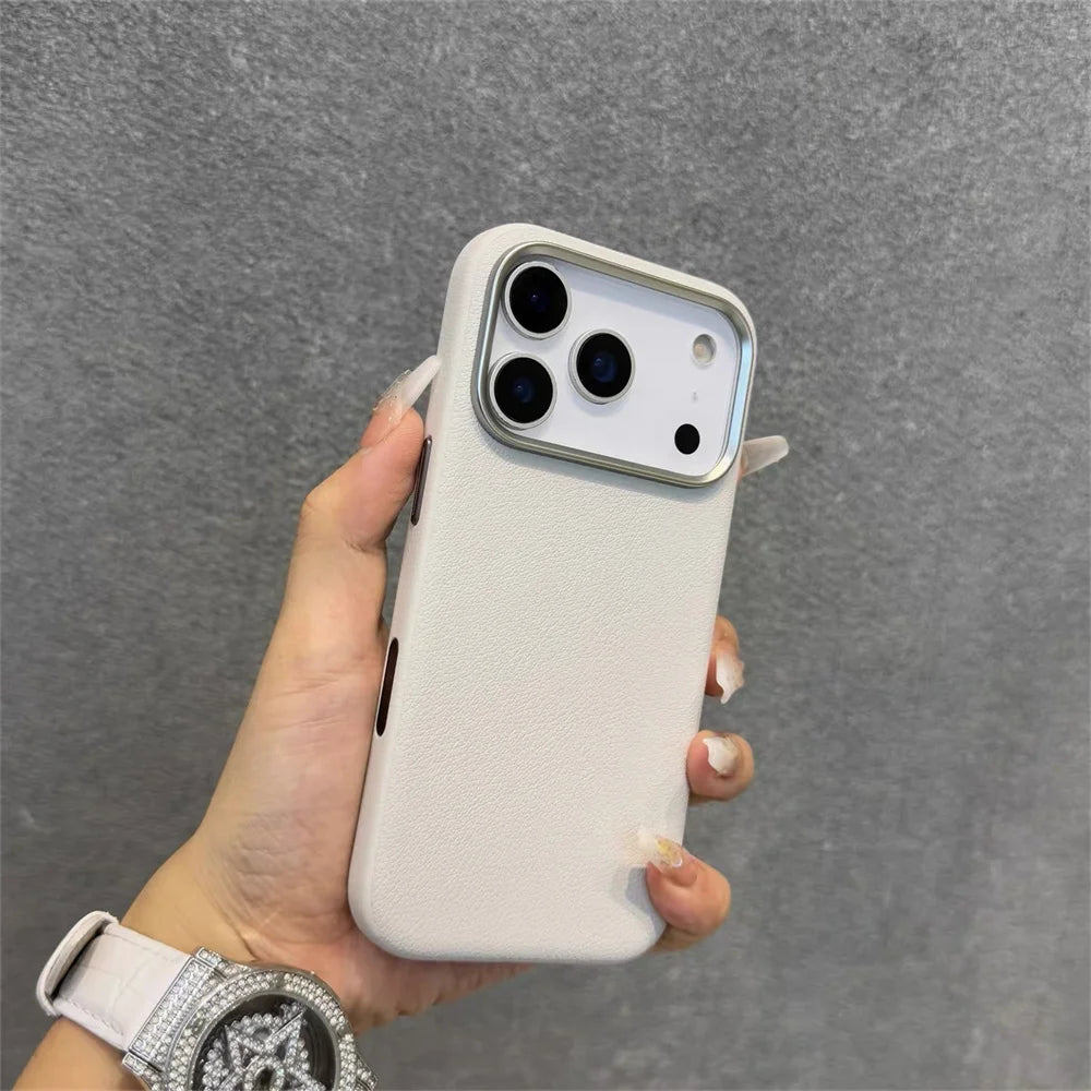 17 Case Leather Skin Soft TPU Cover for iPhone Air 16 Plus 14 12 13 15 16E 11 Pro Max Shockproof Phone Funda Capa Coque