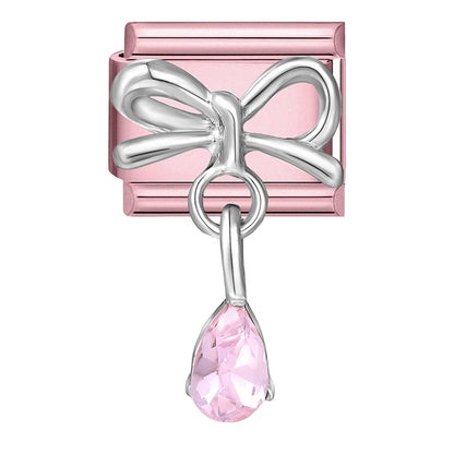 Pink Color Y2K Butterfly Star Bow Rabbit Heart Pendant Italian Charm Links Fit 9mm Stainless Steel Bracelet DIY Making Gifts
