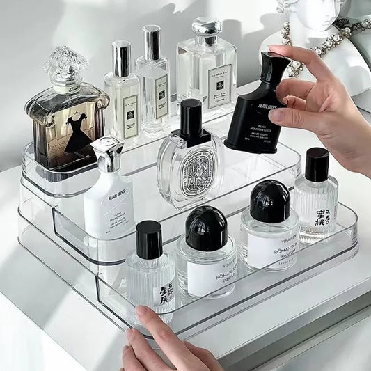 Luxurious Multi-Layer Acrylic Cosmetic Storage Box Display Stand Transparent Desktop Perfume Organizer Jewelry Accessories Holde