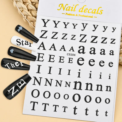 3D Glittery Gothic Letter Design Nail Art Stickers Uppercase Alphabet Letters Artistic Designs DIY Nail Art Decals Decoration #1