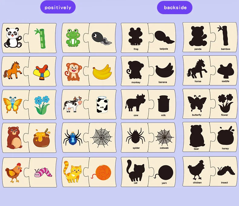 Children's Iron Box Number Enlightenment Paired Wooden Animal Food Puzzle Board Logical Thinking Training Game Educational Toys