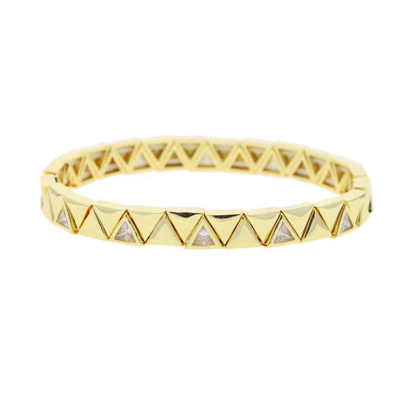 Gold Color Geometric Oval Stretchy Stretch Beaded Tennis Chain Bracelet For Women Fashion Adjusted Jewelry