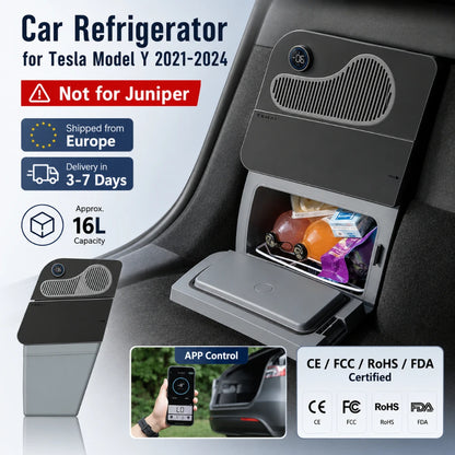 NovaAcc 16L Car Refrigerator Portable Compressor Freezer Cooler Fridge for Tesla Model Y 2017-2024 Outdoor Camping Accessories