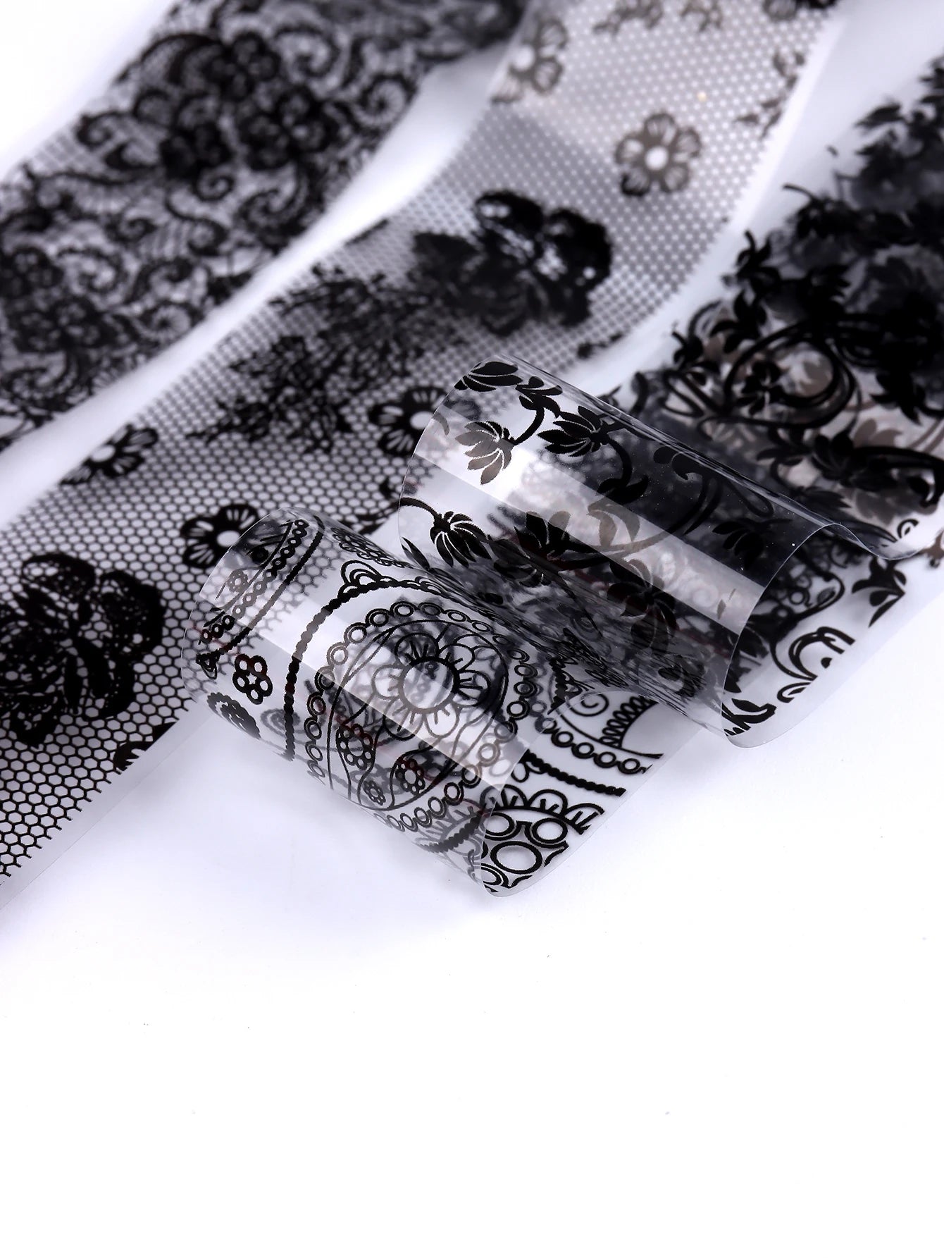 10 Sheets Lace Nail Foil White & Black Nail Stickers Design Transfer Foils Starry Sky Paper Nail Art Foil Decals for Nails Salon