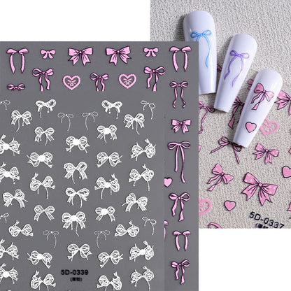 2Sheets French Gradient Line Nail Art Stickers 3D Self-Adhesive White+Black Slider Design Stencil Manicure Guides DIY Nail Decor