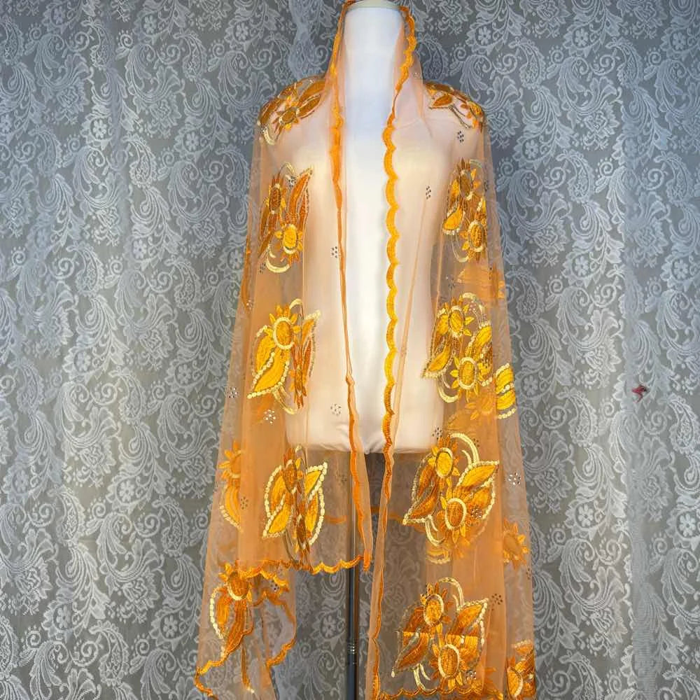 On Sale 2025 New African Net Hijab Scarf for Muslim Women African Dubai Islam Headscarf Embroidery Shawls Voile