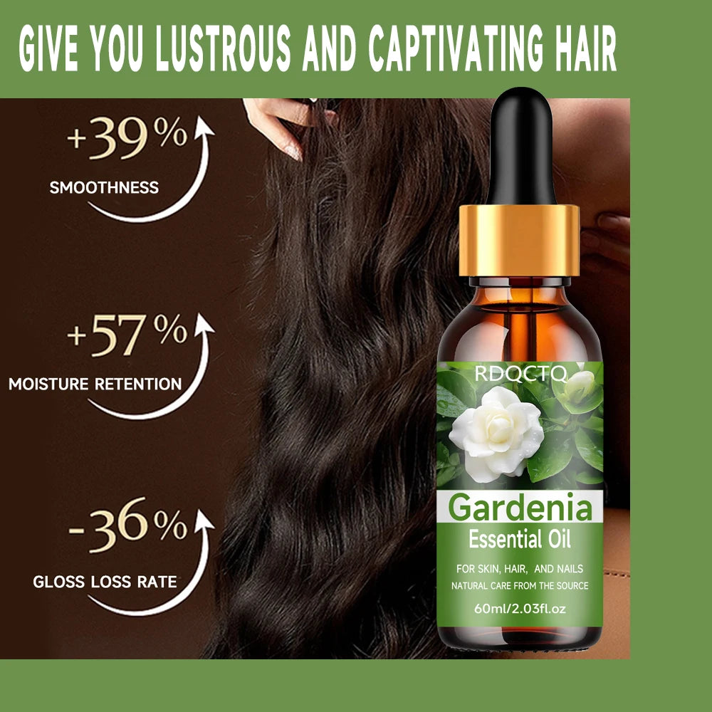 Natural Gardenia Essential Oil for Skin, Hair & Nail Care: Pure Floral Moisturizing Oil with Dropper 40/60ml