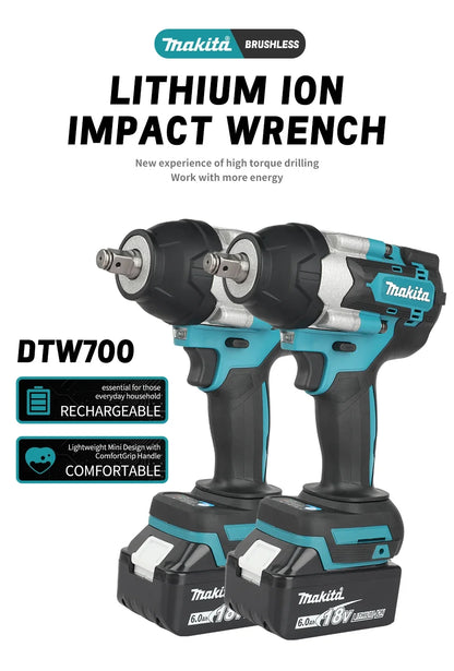 Makita DTW700 Cordless Impact Wrench 18V Brushless Motor  Variable Speed Electric Wrench High Effieiency Durable Auto Stop