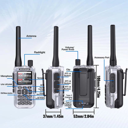 BAOFENG MINI 5 Walkie Talkie 2200mAh Battery APP Bluetooth Programming Long Range Dual PTT Newly Upgraded UV-5R MINI Ham Radio