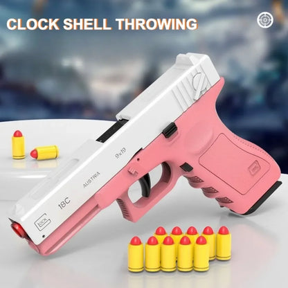 Mechanical G17 Soft Bullet Toy Gun Shell Throwing Continuous Firing Launcher Model Outdoor Sports Shooting Games for Children