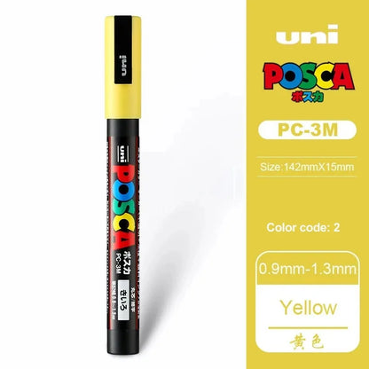 1pcs Japan UNI POSCA Markers PC-1M/3M/5M Acrylic Graffiti Pen Waterproof DIY Stackable Color Art Painting School Supplies