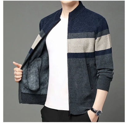 Premium Thick Chenille Fabric Warm New Brand Casual Fashion Stand Collar Men Jacket Streetwear Zipper Autumn Winter Coats